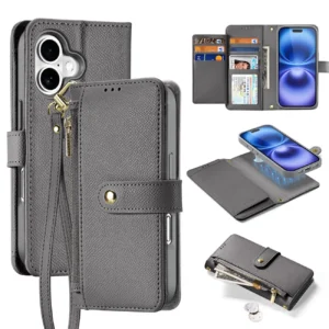Dux Ducis Lawa Leather dėklas skirtas Apple iPhone 16 - pilkos spalvos