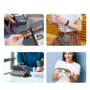 Dux Ducis Lawa Leather dėklas skirtas Apple iPhone 15 - pilkos spalvos - Image 5