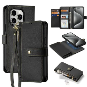 Dux Ducis Lawa Leather dėklas skirtas Apple iPhone 15 Pro - juodos spalvos