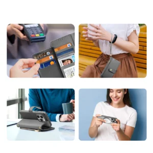 Dux Ducis Lawa Leather dėklas skirtas Apple iPhone 15 Pro - pilkos spalvos - Image 5