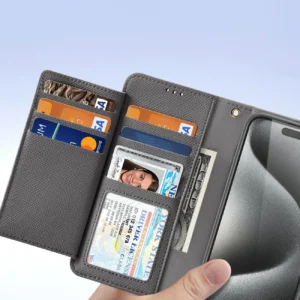 Dux Ducis Lawa Leather dėklas skirtas Apple iPhone 15 Pro - pilkos spalvos - Image 8