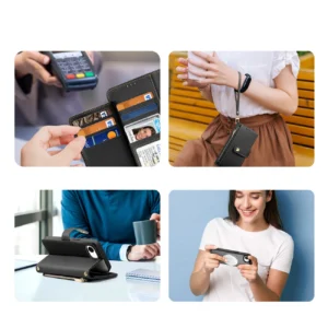 Dux Ducis Lawa Apple iPhone 16e Leather dėklas su Detachable Magnetic Wallet - juodos spalvos - Image 5