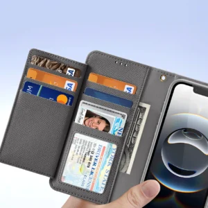 Dux Ducis Lawa Apple iPhone 16e Leather dėklas su Detachable Magnetic Wallet - pilkos spalvos - Image 8