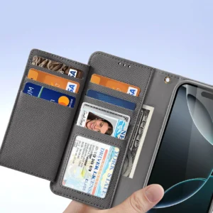 Dux Ducis Lawa Apple iPhone 16 Pro Leather dėklas su Detachable Magnetic Wallet - pilkos spalvos - Image 7