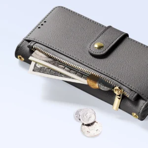 Dux Ducis Lawa Apple iPhone 16 Pro Leather dėklas su Detachable Magnetic Wallet - pilkos spalvos - Image 8