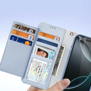 Dux Ducis Lawa Leather dėklas skirtas Apple iPhone 16 Pro Max su Detachable Magnetic Wallet - mėlynos spalvos - Image 7