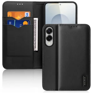 Dux Ducis Hivo Samsung Galaxy S25 Edge dėklas su Flip and RFID Protection - juodos spalvos