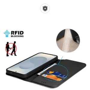 Dux Ducis Hivo Samsung Galaxy S25 Edge dėklas su Flip and RFID Protection - juodos spalvos - Image 4