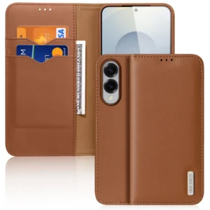 Dux Ducis Hivo Samsung Galaxy S25 Edge dėklas su Flip and RFID Protection - Brown