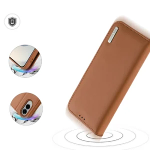 Dux Ducis Hivo Samsung Galaxy S25 Edge dėklas su Flip and RFID Protection - Brown - Image 4
