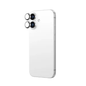 AmazingThing AR Aluminum 2 Lens Glass with Camera Lens Frame skirtas Apple iPhone 16 / 16 Plus - White - Image 3