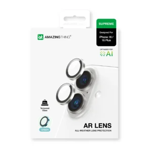 AmazingThing AR Aluminum 2 Lens Glass with Camera Lens Frame skirtas Apple iPhone 16 / 16 Plus - Green - Image 4
