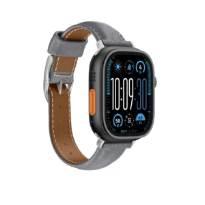 AmazingThing Class Band Leather apyrankė skirta Apple Watch 45 / 46 / 49 mm - pilkos spalvos - Image 3