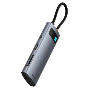 Baseus Metal Gleam 7in1 HDMI 4K 60Hz USB-C Hub / 3x USB 3.0 / USB-C PD / SD / microSD - pilkos spalvos - Image 3