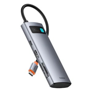 Baseus Metal Gleam 7in1 HDMI 4K 60Hz USB-C Hub / 3x USB 3.0 / USB-C PD / SD / microSD - pilkos spalvos - Image 4