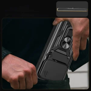 Dėklas Hybrid Armor Camshield skirtas Apple iPhone 17 Pro šarvuotas su stoveliu ir kameros apsauga - juodos spalvos - Image 7