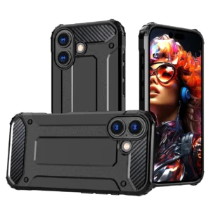 Dėklas Hybrid Armor skirtas Apple iPhone 17 šarvuotas - juodos spalvos
