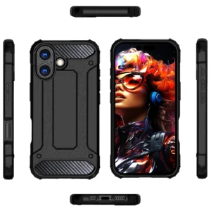 Dėklas Hybrid Armor skirtas Apple iPhone 17 šarvuotas - juodos spalvos - Image 4