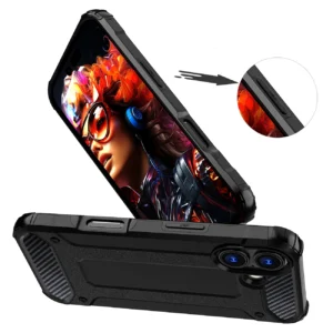 Dėklas Hybrid Armor skirtas Apple iPhone 17 šarvuotas - juodos spalvos - Image 5