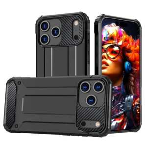 Dėklas Hybrid Armor skirtas Apple iPhone 17 Pro šarvuotas - juodos spalvos