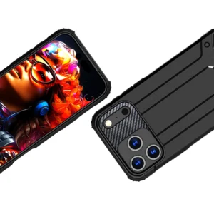 Dėklas Hybrid Armor skirtas Apple iPhone 17 Pro šarvuotas - juodos spalvos - Image 3