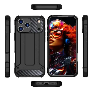 Dėklas Hybrid Armor skirtas Apple iPhone 17 Pro šarvuotas - juodos spalvos - Image 4