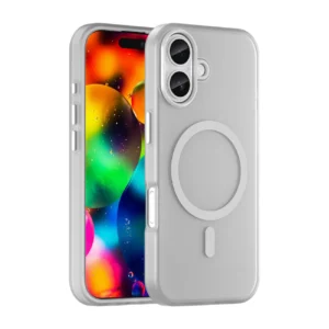 Dėklas Magnetic Abrasive skirtas Apple iPhone 17 suderinamas su MagSafe - baltos spalvos