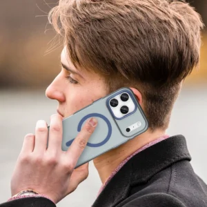 Dėklas Magnetic Abrasive skirtas Apple iPhone 17 Pro Max suderinamas su MagSafe - mėlynos spalvos - Image 7