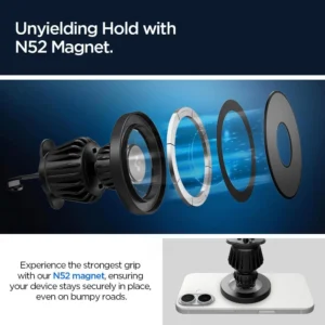 Spigen MFT13 MagSafe telefono laikiklis panelei ar oro grotelėms - juodos spalvos - Image 9