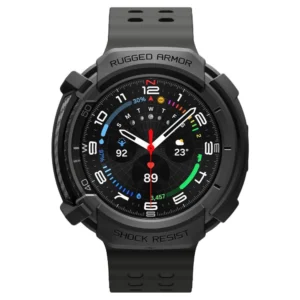Spigen Rugged Armor dėklas skirtas Samsung Galaxy Watch 8 Classic 46mm - Matte juodos spalvos - Image 4