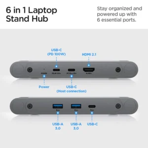 Spigen LD204H Stand + Hub 6-in-1 - pilkos spalvos - Image 4