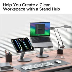 Spigen LD204H Stand + Hub 6-in-1 - pilkos spalvos - Image 5