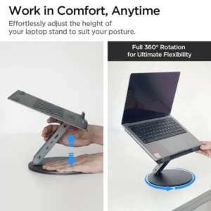 Spigen LD204H Stand + Hub 6-in-1 - pilkos spalvos - Image 6