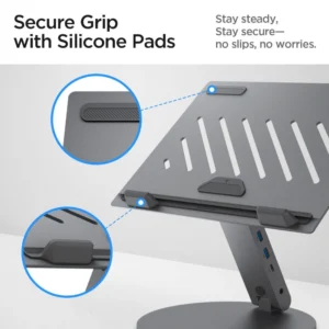 Spigen LD204H Stand + Hub 6-in-1 - pilkos spalvos - Image 7
