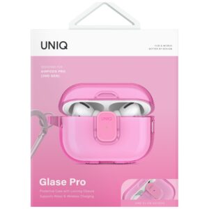 Dėklas UNIQ Glase Pro skirtas AirPods Pro 2 Lock Case rožinės spalvos - Image 2