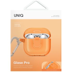 Dėklas UNIQ Glase Pro skirtas AirPods 4 Lock Case oranžinės spalvos - Image 2