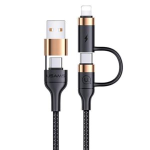 USAMS Kabelis pintas U62 2xUSB-C/USB-A/lightning 1,2m PD Fast Charge juodos spalvos SJ483USB01 (US-SJ483) - Image 1
