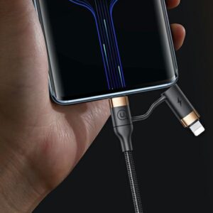 USAMS Kabelis pintas U62 2xUSB-C/USB-A/lightning 1,2m PD Fast Charge juodos spalvos SJ483USB01 (US-SJ483) - Image 6