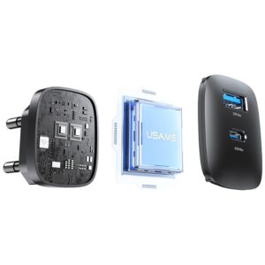 Laidinis įkroviklis USAMS CC290 T66 45W GaN 1xUSB-A 1xUSB-C sidabro spalvos - Image 6