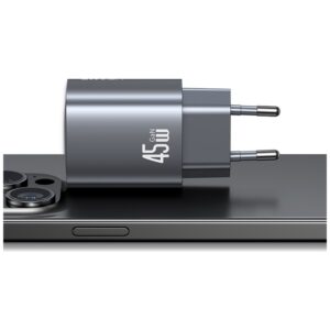 Laidinis įkroviklis USAMS CC290 T66 45W GaN 1xUSB-A 1xUSB-C sidabro spalvos - Image 8