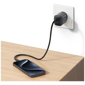 Laidinis įkroviklis USAMS CC290 T66 45W GaN 1xUSB-A 1xUSB-C sidabro spalvos - Image 9