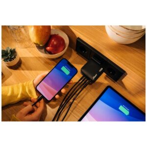 Laidinis įkroviklis Verbatim Mini GaN 165W 3xUSB-C PD/1x USB-A QC juodos spalvos 32216 - Image 8