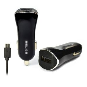 Beline automobilinis įkroviklis 1xUSB + microUSB 1A juodos spalvos