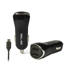 Beline automobilinis įkroviklis 2xUSB + microUSB 2,1A juodos spalvos