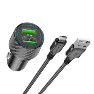 Borofone laidinis įkroviklis BZ21A Brilliant - 2xUSB - QC 3.0 36W su kabeliu USB į Micro USB juodos spalvos - Image 5