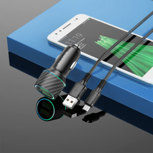Borofone laidinis įkroviklis BZ21A Brilliant - 2xUSB - QC 3.0 36W su kabeliu USB į Micro USB juodos spalvos - Image 7