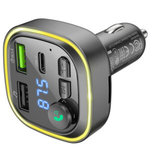 Borofone Transmiter FM BC48 Broad MP3, Bluetooth - 2xUSB + Typ C - QC 3.0 18W juodos spalvos - Image 4