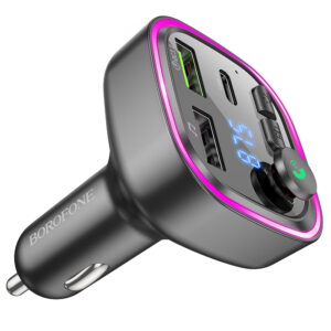Borofone Transmiter FM BC48 Broad MP3, Bluetooth - 2xUSB + Typ C - QC 3.0 18W juodos spalvos - Image 6