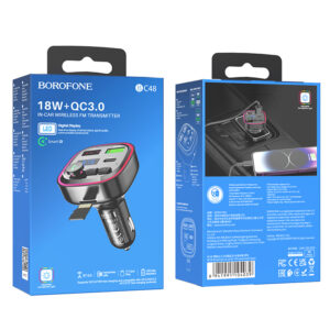 Borofone Transmiter FM BC48 Broad MP3, Bluetooth - 2xUSB + Typ C - QC 3.0 18W juodos spalvos - Image 9