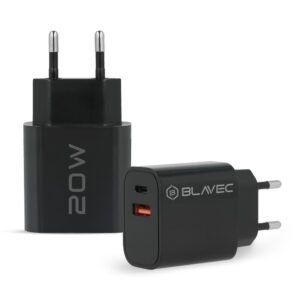 Blavec laidinis įkroviklis BC-2 - USB + Typ C - QC 3.0 PD 20W z kablem Typ C į Typ C (TCBC2-UCB20+CC) juodos spalvos - Image 2